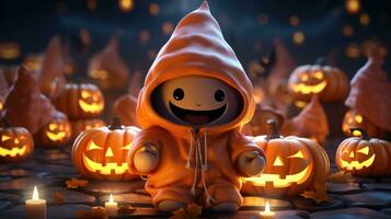 Cute halloween 3d character background photo illustration