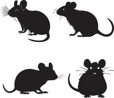 black and white mouse vector set
