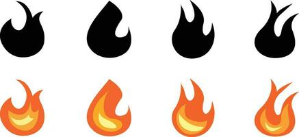 Set of fire flame icons vector