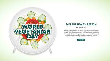 World Vegetarian Day background with vegetarian food vector