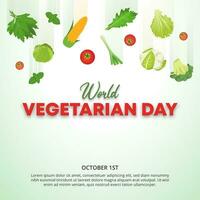 Square World Vegetarian Day background with dropped vegetables from the top vector