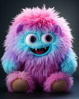 Colorful fluffy cute monster doll photo