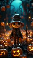 Cute halloween 3d character background photo illustration