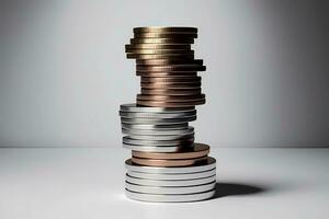 Coin stacks on a white background. isolated coin stacks photo