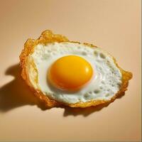 Photograph of a fried egg detail orange background. generative ai. photo