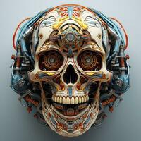 skull image with robotic texture photo