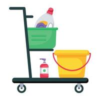 Trendy Cleaning Cart vector