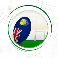 Flag of Saint Helena on rugby ball. Round rugby icon with flag of Saint Helena. vector