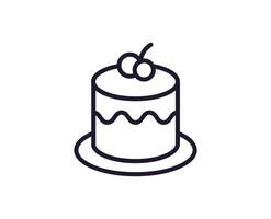 Cake concept. Modern outline high quality illustration for banners, flyers and web sites. Editable stroke in trendy flat style. Line icon of cake vector