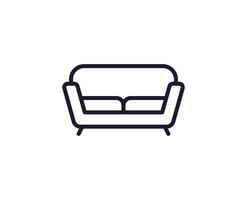 Sofa concept. Single premium editable stroke pictogram perfect for logos, mobile apps, online shops and web sites. Vector symbol isolated on white background.