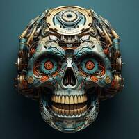 skull image with robotic texture photo