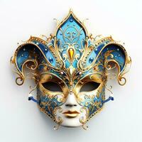 Venetian carnival mask isolated on white background masquerade one mask template for carnival in front view photo