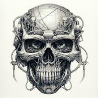 skull image with robotic texture photo