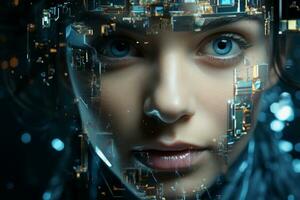 humano siendo conectado a artificial inteligencia o hardware. generativo ai foto