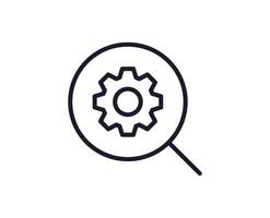 Gear concept. Single premium editable stroke pictogram perfect for logos, mobile apps, online shops and web sites. Vector symbol isolated on white background.