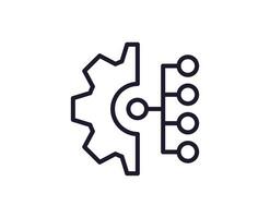 Gear concept. Single premium editable stroke pictogram perfect for logos, mobile apps, online shops and web sites. Vector symbol isolated on white background.