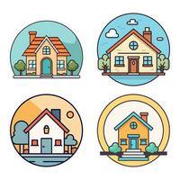 Collection of House Vibrant Flat Pictures vector