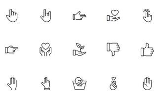 Hand concept. Collection of gesture high quality vector outline signs for web pages, books, online stores, flyers, banners etc. Set of premium illustrations isolated on white background