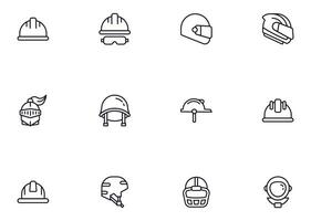 Collection of modern helmet outline icons. Set of modern illustrations for mobile apps, web sites, flyers, banners etc isolated on white background. Premium quality signs. vector