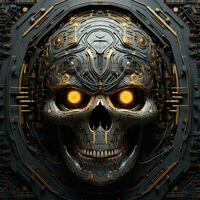 skull image with robotic texture photo