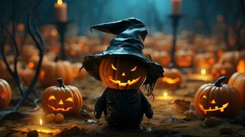 Cute halloween 3d character background photo illustration