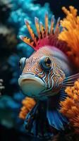 único pescado en coral arrecifes foto