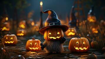 Cute halloween 3d character background photo illustration