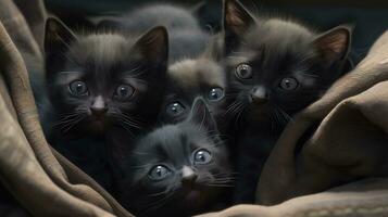 A group of adorable kittens cuddled up together photo