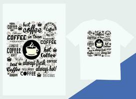 café camiseta diseño. café tipografía t camisa diseño, café citas letras camiseta diseño vector