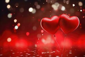 rojo corazón aire globo antecedentes con Brillantina formas diseño concepto para fiesta enamorado día cumpleaños fiesta rojo foto