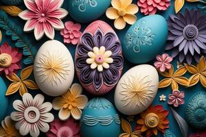 Colorful happy easter eggs pattern design pastel easter egg closeup photo