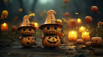 Cute halloween 3d character background photo illustration