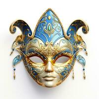 veneciano carnaval máscara aislado en blanco antecedentes mascarada uno máscara modelo para carnaval en frente ver foto