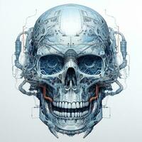 skull image with robotic texture photo