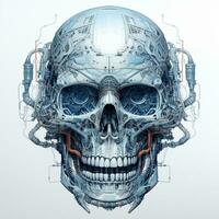 skull image with robotic texture photo