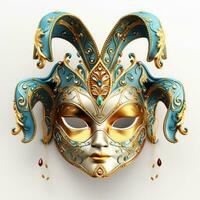 Venetian carnival mask isolated on white background masquerade one mask template for carnival in front view photo