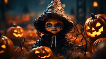 Cute halloween 3d character background photo illustration