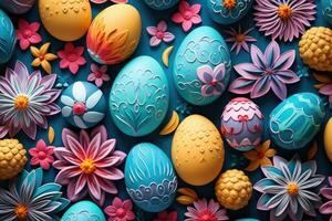 Colorful happy easter eggs pattern design pastel easter egg closeup photo