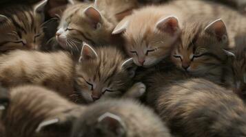 un grupo de adorable gatitos abrazado arriba juntos foto