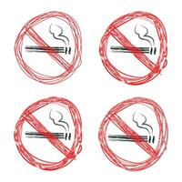 No smoking hand drawn sign on a white background vector illustration.