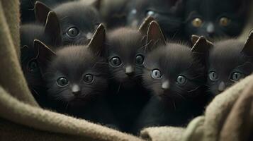 A group of adorable kittens cuddled up together photo