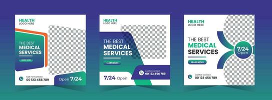 Medical and healthcare social media banner or square template vector