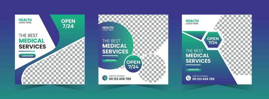 Medical and healthcare social media banner or square template vector