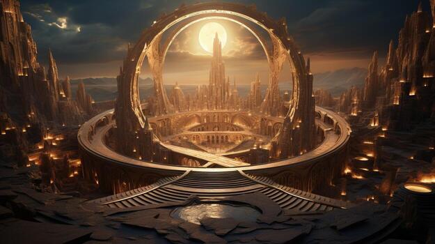 the enigmatic sand realm, digital art illustration, Generative AI photo