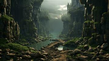 beastly chasm, digital art illustration, Generative AI photo
