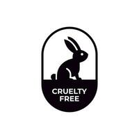 animal crueldad gratis icono. no probado en animales con Conejo silueta etiqueta. vector ilustración.
