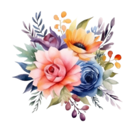 bunt Blumen- Dekoration, bunt Blumen- Dekoration png, transparent Hintergrund, ai generativ png