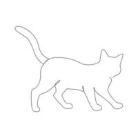 Continuous one line cat pet drawing out line vector illustration design