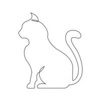 Continuous one line cat pet drawing out line vector illustration design