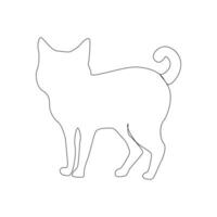 Continuous one line cat pet drawing out line vector illustration design